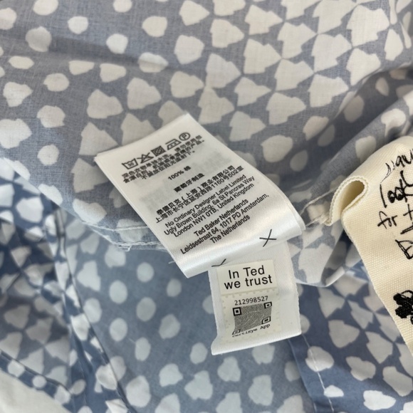 Ted Baker Short Sleeve Button Down Dress Shirt Blue White Men’s Size 4 Dry Clean - Picture 2 of 16